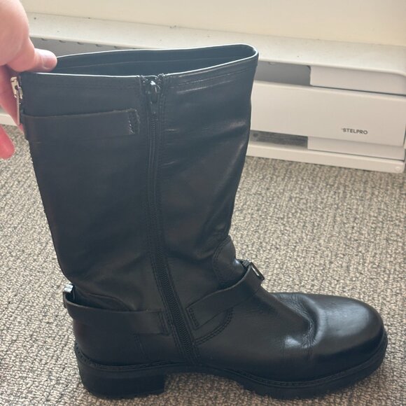 Italian Leather Biker Boots — Size 42 - Picture 4 of 7